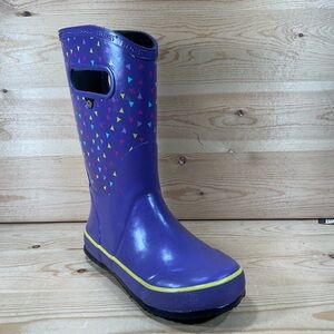 Bogs Rain Boots Triangle Dots Kids/Youth 2 Purple Waterproof 72380-546